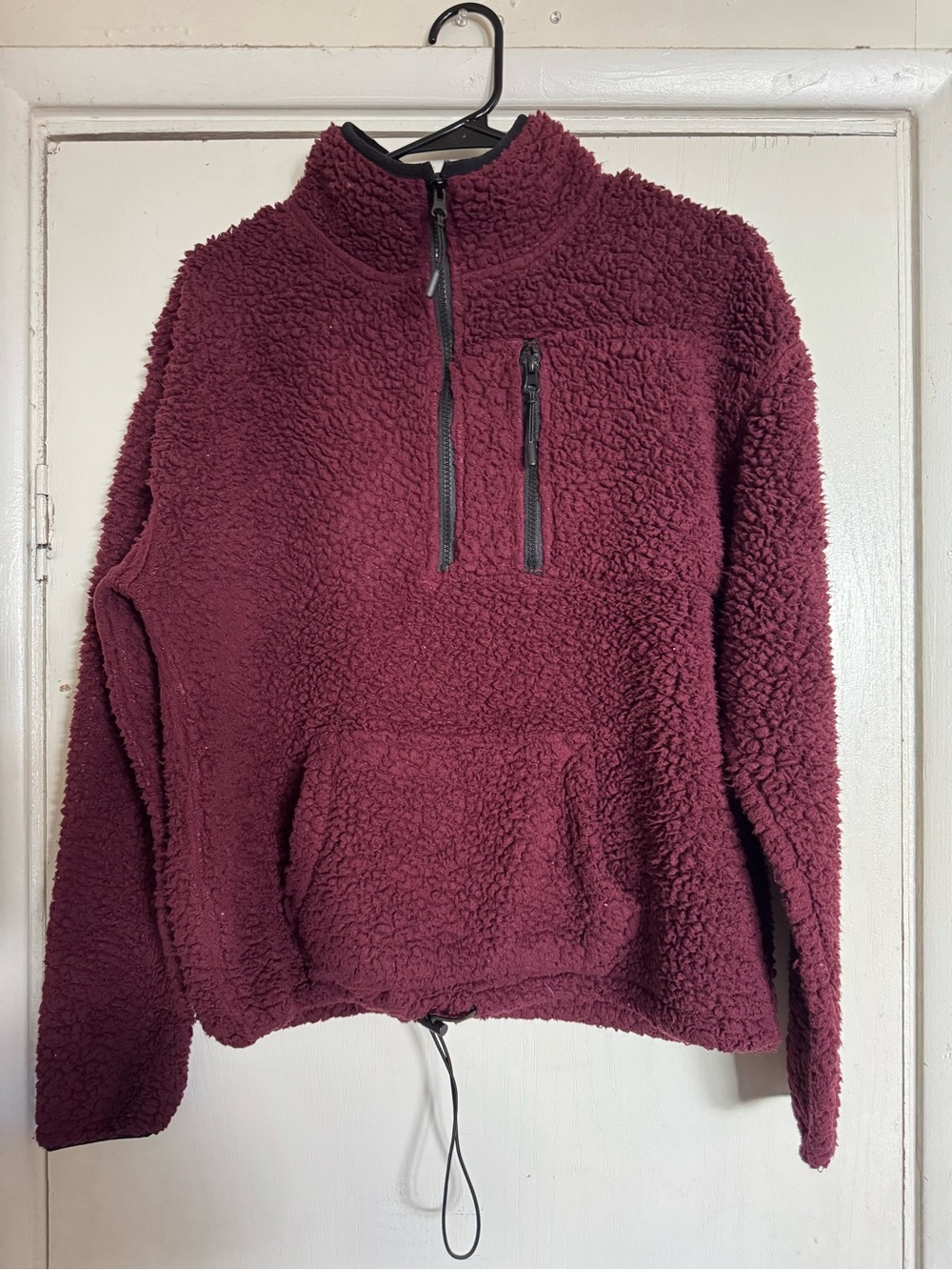 No Boundaries Burgundy Sherpa Half-Zip Jacket